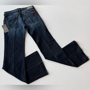 NWT 7 For All Mankind Women’s 27 Dojo Flare Leg Trouser Dark Wash  35” Inseam